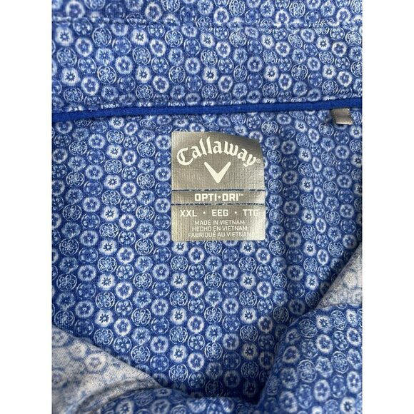 Mens 2X Blue White Callaway Opti-Dri Golf Polo Athletic Short Sleeve Shirt - Picture 2 of 14